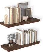 12 Inch Deep Floating Shelves for Wall 2 Pack Floating Shelves Large Storage Space Wall Mount Shelf for Living Room Kitchen Bathroom 30" W x 12" D x 1.2" H Rustic Brown