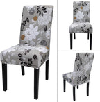 JQinHome Chair Covers for Dining Room Set of 6, High Stretch Removable Washable Parsons Chair Slipcover for Home Party Hotel Wedding Ceremony (Flower,6PCS)