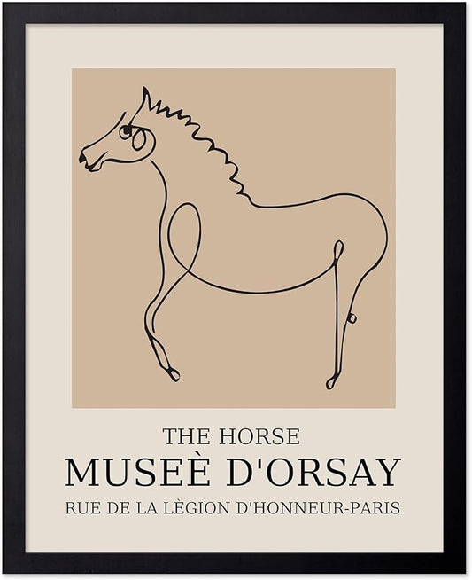 Poster Master Vintage Poster - Retro Horse Print - Line Drawing Art - Sketch Art - Gift for Boys, Girls & Animal Lover - Minimal Wall Decor for Kid's Room or Nursery - 11x14 UNFRAMED Wall Art