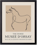 Poster Master Vintage Poster - Retro Minimalist Print - Gift for Artist, Friend - Horse, Line Drawing, Sketch, Abstract - Wall Decor for Living Room, Bedroom, 11x14 Black Framed