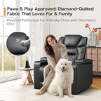 ANJ Power Recliner Chair with USB Port, Electric PU Leather Home Theater Seating for Living Room, Movie Reclining Chairs with Blue Ambient Lighting, Hidden Arm Storage, Cup Holders (Black)