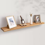 Axeman Rustic Elm Wood Floating Shelves for Wall, 48'' x 8" Deep Wall Shelf with Invisible Bracket, Large Long Wall Mounted Storage Shelves for Living Room, Bedroom, Kitchen, Bathroom Decor, Natural