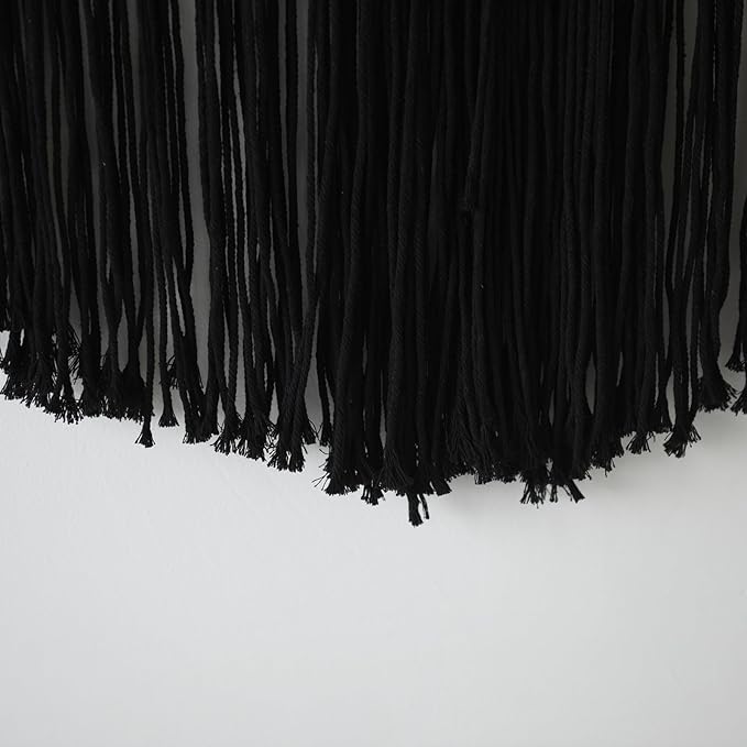 Macrame Wall Hanging Black Yarn Tapestry Home Decor Large Fiber Wall Art Living Room Bedroom Home Wall Decor 57" W x 43" L