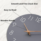 Mosewa Wall Clock 12 Inch Gray Silent Non Ticking Battery Operated Modern Simple Wooden Clock Decorative for Kitchen Home Bedroom Bathroom Office Living Room