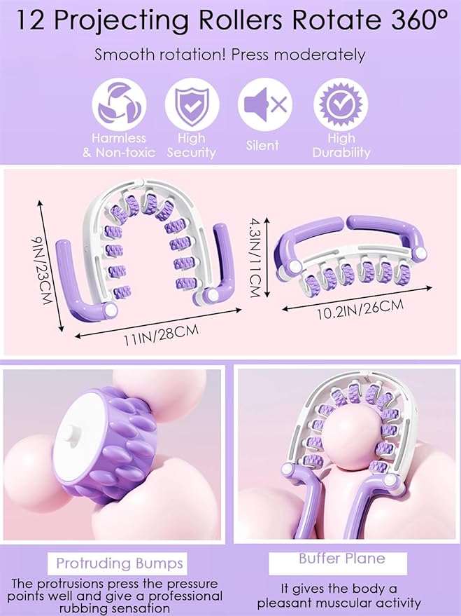 Anti Cellulite Massager Roller w/Detachable Roller Handles for Whole Body, Leg, Lumbar, Shoulder, Back, Arm Massage Stretch Roller Swelling Release Stress Relief Yoga Goods Dieting Equipment