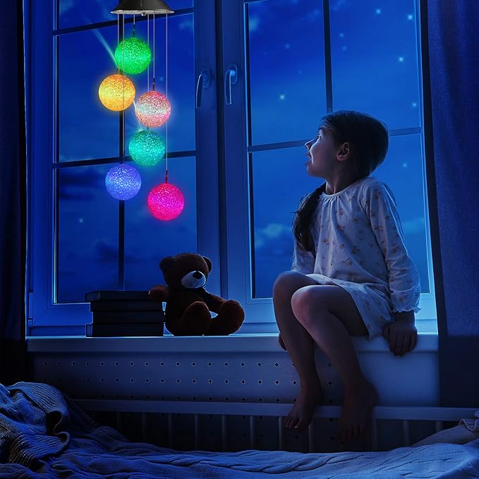 Toodour Solar Wind Chime, Color Changing Ball Wind Chimes, LED Decorative Mobile, Gifts for Mom Grandma, Waterproof Outdoor Solar Lights for Garden, Patio, Party, Yard, Window, Outdoor Decorations