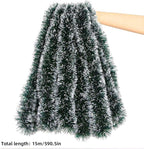 50 FT/15M Long Dark White Artificial Christmas Tinsel Garland Decorations DIY for Xmas Tree,Fireplace Mantel,Stairs Railing Outdoor Indoor Holiday Decor