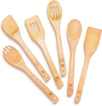 Riveira Bamboo Cooking Spoons 6-Piece – Wooden Cooking Utensils Set with Wooden Spoons for Cooking & Spatulas Wooden Utensil Sets – Premium Kitchen Utensils Set – Durable First Apartment Essentials
