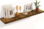 Fun Memories Floating Shelves, 8 Inch Deep Floating Shelves, Rustic Wood Fireplace Mantel 48 in Long, 48 x 8 Floating Wall Shelves for Living Room, Kitchen, Bedroom, Rustic Brown, 1 Pack