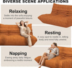 Full Foam Loveseat Sofa,Adults Bean Bag Chairs Floor Couch with Soft Waterproof Fabric,Armless Fireside Lounge Chair for Living Room,Apartment and Office (DarkOrange)