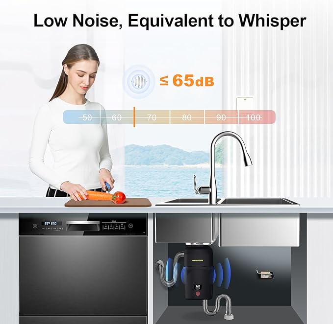 A400 Garbage Disposal 1/2 HP for Kitchen Sink, Small Fit Food Waste Disposer Fast Continuous Feed Stainless Steel Grinding, Quietness, Ease of Installation, Corded, Powerful Drainage Half Horsepower
