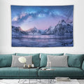 HZOHNAGO Mountain Tapestry Aurora Snow Mountain Sunset Pattern Printed Wall Tapestry Wall Hanging for Bedroom Living Room Dorm 60" W x 40" H