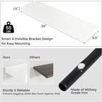 Floating Shelves for Wall, 2 Large Wall Mounted Shelves with Invisible Brackets, Long Wood Floating Wall Shelf Shelves for Living Room, Bedroom, Kitchen, (White, 36" W x 9" D x 1.5" H)