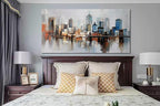 Arjun Brooklyn Bridge Wall Art Modern New York City Abstract Canvas Cityscape Painting Large Size Framed, Colorful NYC Skyline Textured Picture for Living Room Bedroom Home Office Wall Decor, 40"x20"
