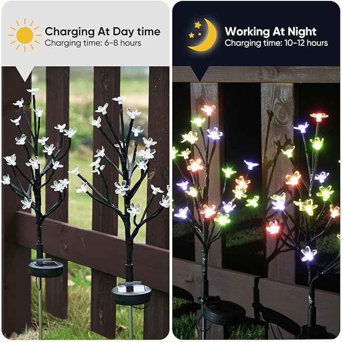 Solar Garden Lights Waterproof, Solar Outdoor Lights Decorative 8Pack, 160Led Solar Powered Flowers Garden Decor, Outdoor Fairy Light for Yard,Pathway,Lawn,Outside Decorations