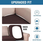 H.VERSAILTEX Super Stretch Individual Seat Cushion Covers - Sofa & Couch Cushion Slipcover Sets - Thick Jacquard Textured Twill Fabric (3 Piece XL, Chocolate)