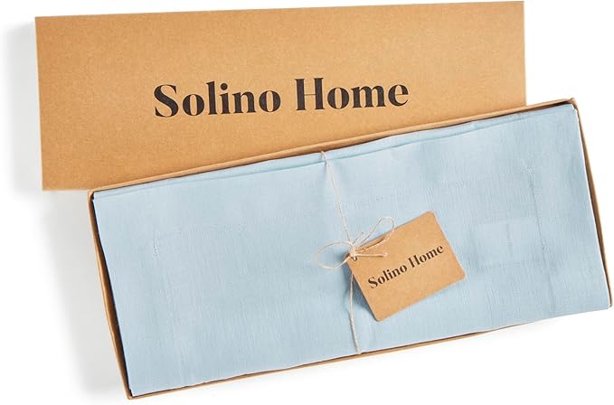 Solino Home Linen Table Runner 90 Inches Long - 100% Pure Linen Ice Water Dining Table Runner 14 x 90 Inch - Fete