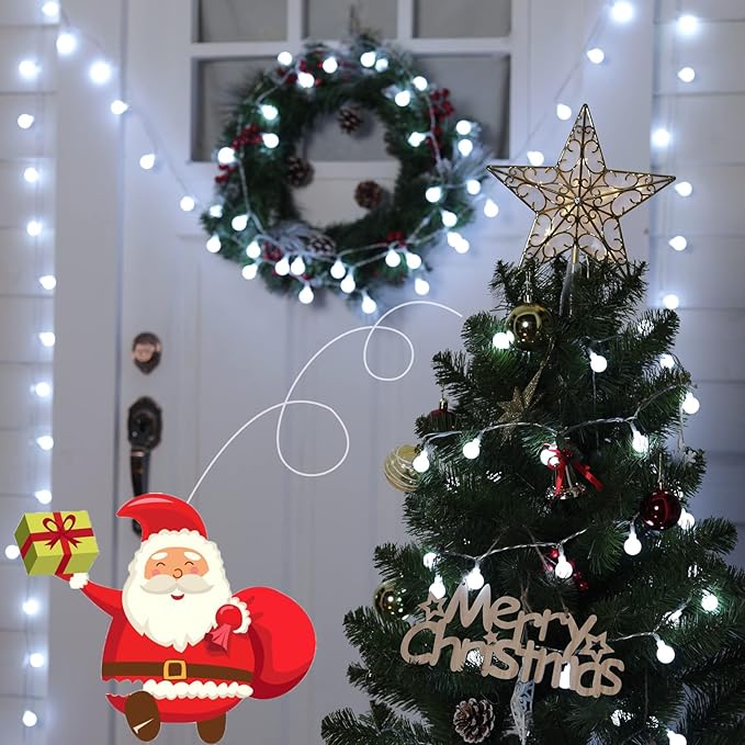 Minetom 33 Feet 100 Led Globe Ball String Lights, Fairy String Lights Plug in with Remote, Waterproof Globe String Lights for Indoor Outdoor Party Wedding Christmas Tree Garden Decoration, Pure White