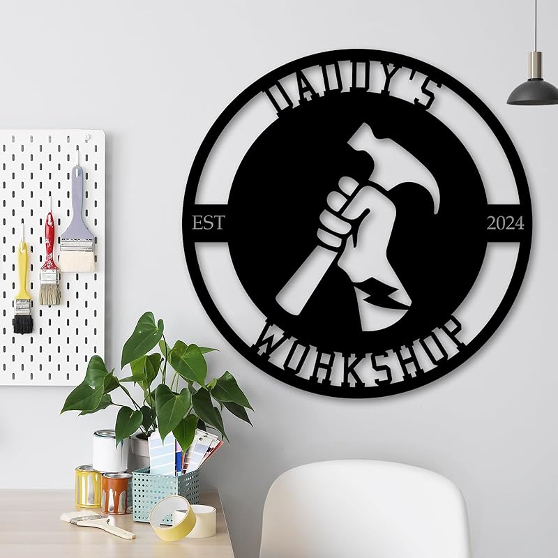 Personalized Metal Signs | Custom Plaque Wall Art | Worshop Metal Sign | Custom Sign Outdoor Metal | Custom Work Shop Metal Sign | Shop Signs | Personalized Father Gifts | Family Name Sign