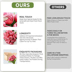 Buart Artificial Tulip in Bulk for Home Kitchen Wedding Bridal Bouquet,Fake Flowers for Mother's Day Easter Table Centerpieces Decorations(Large Size,Hot Pink,Real-Touch,12pcs)