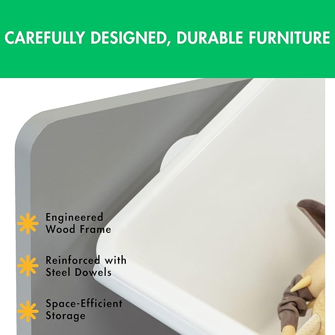 Humble Crew 9-Bin Toy Organizer – Inspire Grey with White Plastic Bins, 3-Tier Storage Solution for Kids' Playrooms and Nurseries