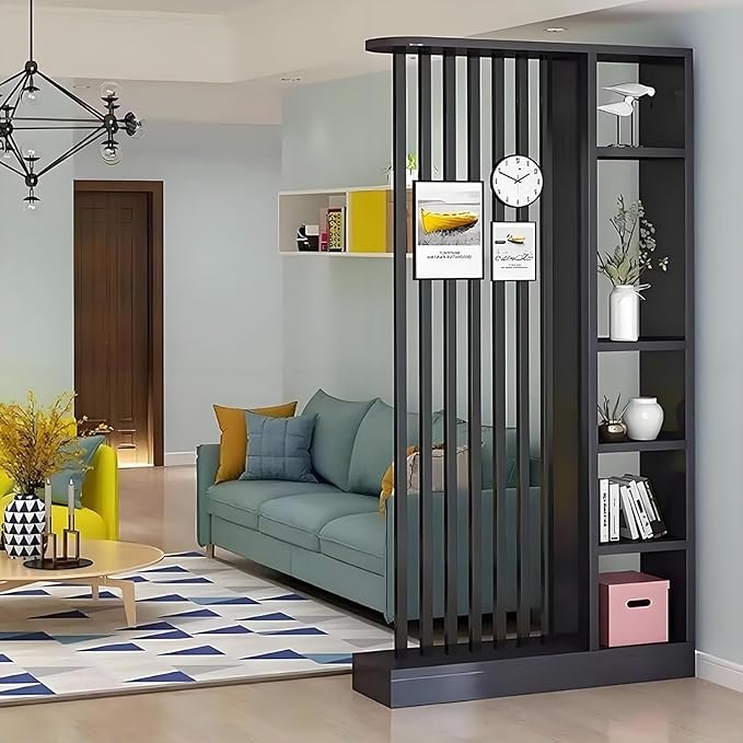 Wall Room Divider,Freestanding Room Divider with Shelves,Wood Room Divider Screen with Storage Cabinet, Wall Divider for Room Separation, for Home Office Decorative K 55.1×9.4×78.7in