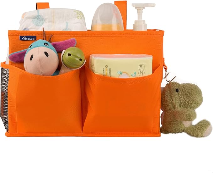 Surblue Caddy Hanging Organizer Bedside Storage Bag for Bunk and Hospital Beds, Orange, Small