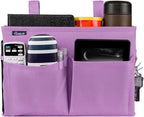 Surblue Caddy Hanging Organizer Bedside Storage Bag for Bunk and Hospital Beds, Purple, Small