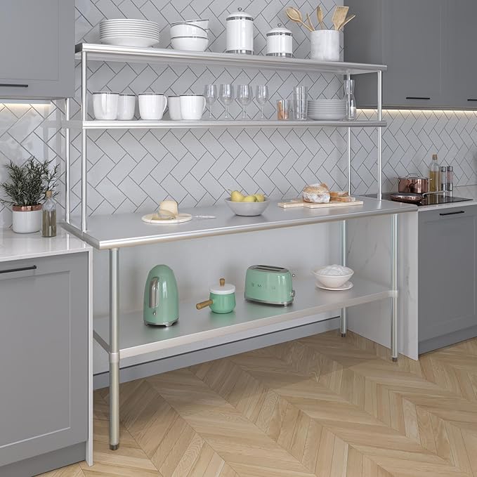 AmGood Double OverShelf Stainless Steel NSF - Many (72" Long x 14" Deep)