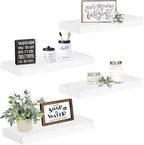 QEEIG Floating Shelves for Wall Bathroom Shelf Bedroom Kitchen Living Room Farmhouse Small Book Shelf 16 inch Set of 4, White (015-W4)