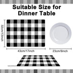 Black and White Plastic Placemats Set of 6 Check Plaid Table Mats Black Buffalo Plaid Place Mats Wipe Clean Washable Table Placemats for Indoor Outdoor Heat Resistant Kitchen Dining Table