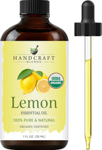 Handcraft Blends Organic Lemon Essential Oil – 1 Fl Oz – 100% Pure and Natural – Premium Grade Essential Oil for Diffuser and Aromatherapy