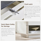 Nightstand with Charging Station, 22" Push-to-Open Bedside Table with 2 Storage Drawers, Large Modern End Table for Bedroom,Living Room,White
