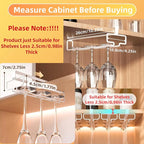 LINFIDITE 2 Pack Wine Glass Holder Stemware Rack Hanger Under Cabinet Wine Glass Rack Kitchen Hanging Storage Rack Organizer,White