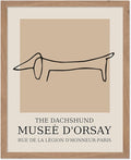 Poster Master Vintage Poster - Retro Minimalist Print - Gift for Artist, Housewarming - Dachshund Dog, Line Drawing, Abstract - Wall Decor for Living Room, Bedroom, 11x14 Beige Framed