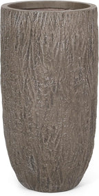 Christopher Knight Home Jorine Lightweight Concrete Planter, Cast Stone Plant Pot, Large Garden Urn, Patio Texture Finish Flower Pot for Balcony Backyard Poolside, No Assembly Needed, 27" H Brown