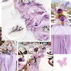 12 Pack Lilac Cheesecloth Table Runner 10FT Rustic Gauze Cheese Cloth Table Runner for Wedding 20 x 120 Inch Long Bridal Baby Shower Table Decor Boho Fabric Sheer Birthday Party Table Decorations