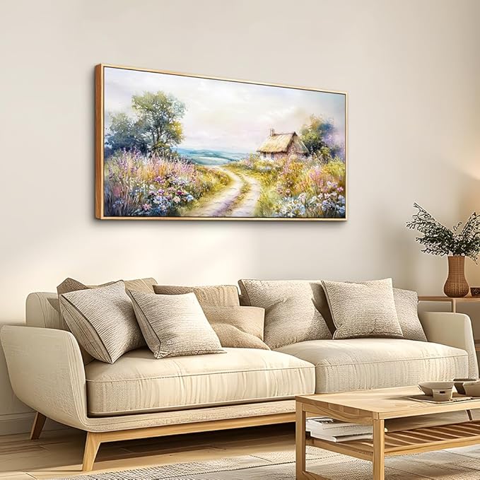 ZUITINGHUA Wood Framed Canvas Wall Art For Living Room Wall Decor For Bedroom Office Wall Decoration Country Road Landscape Paintings Farmhouse Pictures Artwork Room Aesthetic Home Decor 20x40 In