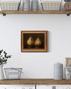 HUARCEY Gold Framed Vintage Wall Art for Living Room, Pear Fruits Painting Prints Shelf Decor for Kitchen, Aesthetic Bedroom Wall Art Decor, Christmas Gift for Friends or Family (Two Pears - 8"x10")