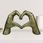 Top Brass Large Rustic Heart Hands Sculpture, 9 3/4” Resin Love Statue – Romantic Decor Accent for Shelf or Mantel – Perfect for Wedding, Valentine's Day or Anniversary (Weathered Bronze)