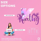 CRYPTONITE Custom Stickers Name Wall Decor with Purple Flower | Custom Name & Initial for Purple Wall Decor | Flower Wall Decals for Bedroom Decor I Custom Decal for Baby Girl Nursery Decor(E. Floral)
