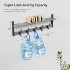 Tatub 29" Rustic Coat Rack Wall Mount with Shelf, Entryway Wall Hooks with Shelf and 5 Metal Hooks, Coat Hangers for Bathroom, Living Room, Bedroom, Kitchen, Grey