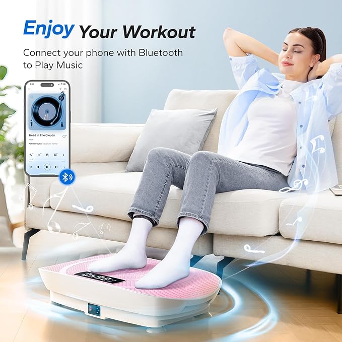 MERACH Vibration Plate Exercise Machine, Whole Body Workout Equipment for Women, Bluetooth and Silicone Pedal, Vibration Plate with Auto Mode, Vibrate Fitness Platform for Home