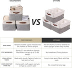 DECOMOMO Storage Baskets for Shelves - Fabric Closet Organizers and Storage Bins, Perfect Baskets for Organizing Closet Toys Nursery (Grey and White, Large - 4 Pack)