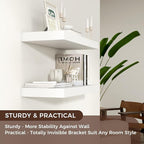 Floating Shelves - 2 Large Wall Mounted Shelves with Invisible Brackets, Long Wood Floating Wall Shelf for Living Room, Bedroom, Kitchen (White, 24" W x 9" D x 1.5" H)