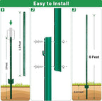 ARIFARO Sturdy Duty Metal Fence Posts 6 Feet assemblable,Pack of 10,No Digging Garden U Post for Wire Fencing Steel Poles for Yard, Outdoor