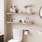 HOOBRO Floating Shelves for Wall, Wall Mounted Shelf Set of 2, 39.4" Hanging Shelf with Invisible Brackets, for Wall in Bathroom, Bedroom, Toilet, Kitchen, Livingroom, Office, Greige BG100BJP201