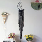 MOONFLY Black Moon Dream Catcher with Handmade Crystal Stone Design Woven Cotton Dream Catchers Boho Macrame Wall Hanging Home Decoration Ornament Craft Gift (Black Crystal Stone Moon)