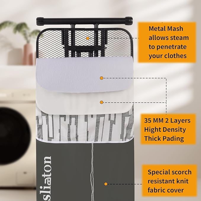 Extra Large Ironing Board with Large Hang Rail in 53" L x 20" W