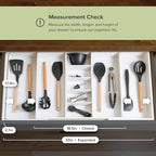 Adjustable Kitchen Drawer Organizer for Utensils and Junk, Food-Safe Contract Grade with 100% Sustainable Wood, Expandable from 19 to 33 Inches Wide - White Bamboo